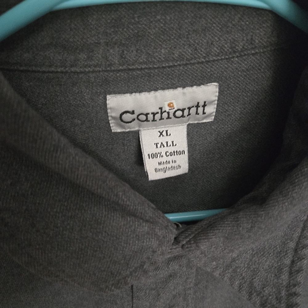 Carhartt Charcoal Long Sleeve Shirt, Heavy Cotton - Picture 3 of 5
